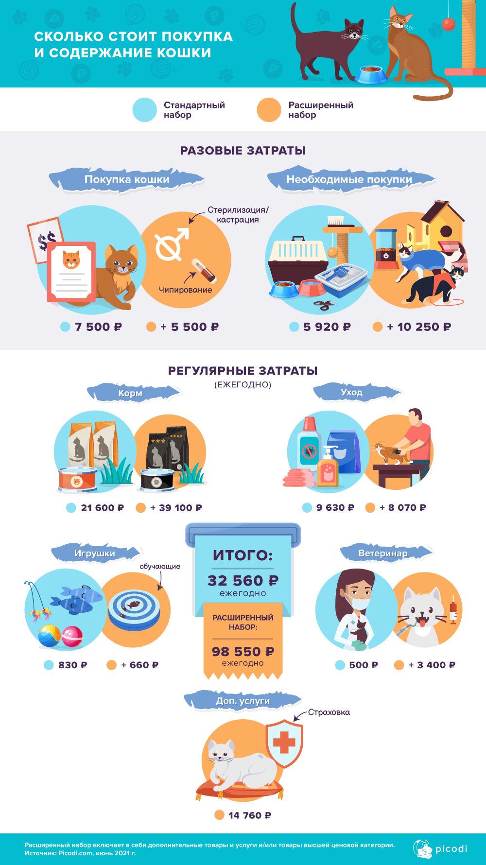 инфографика затрат на содержание кошек