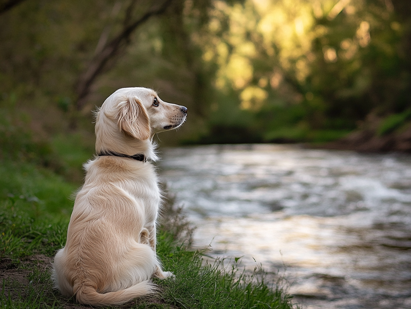 Белая такса на прогулке