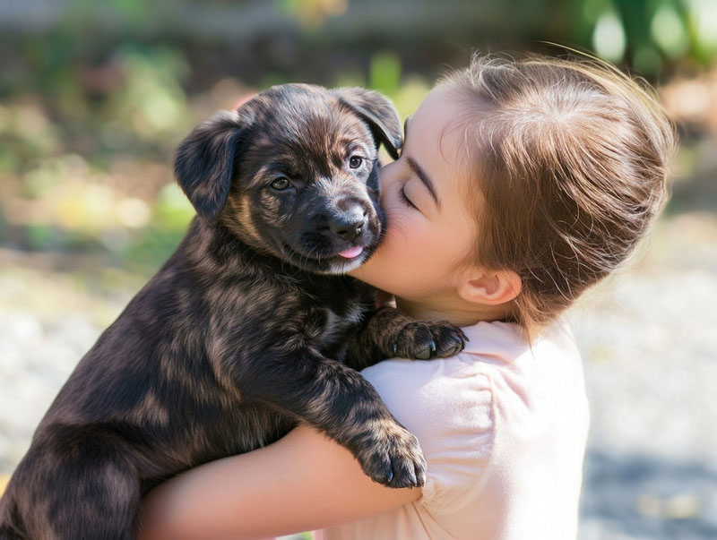 Азорская пастушья собака на руках